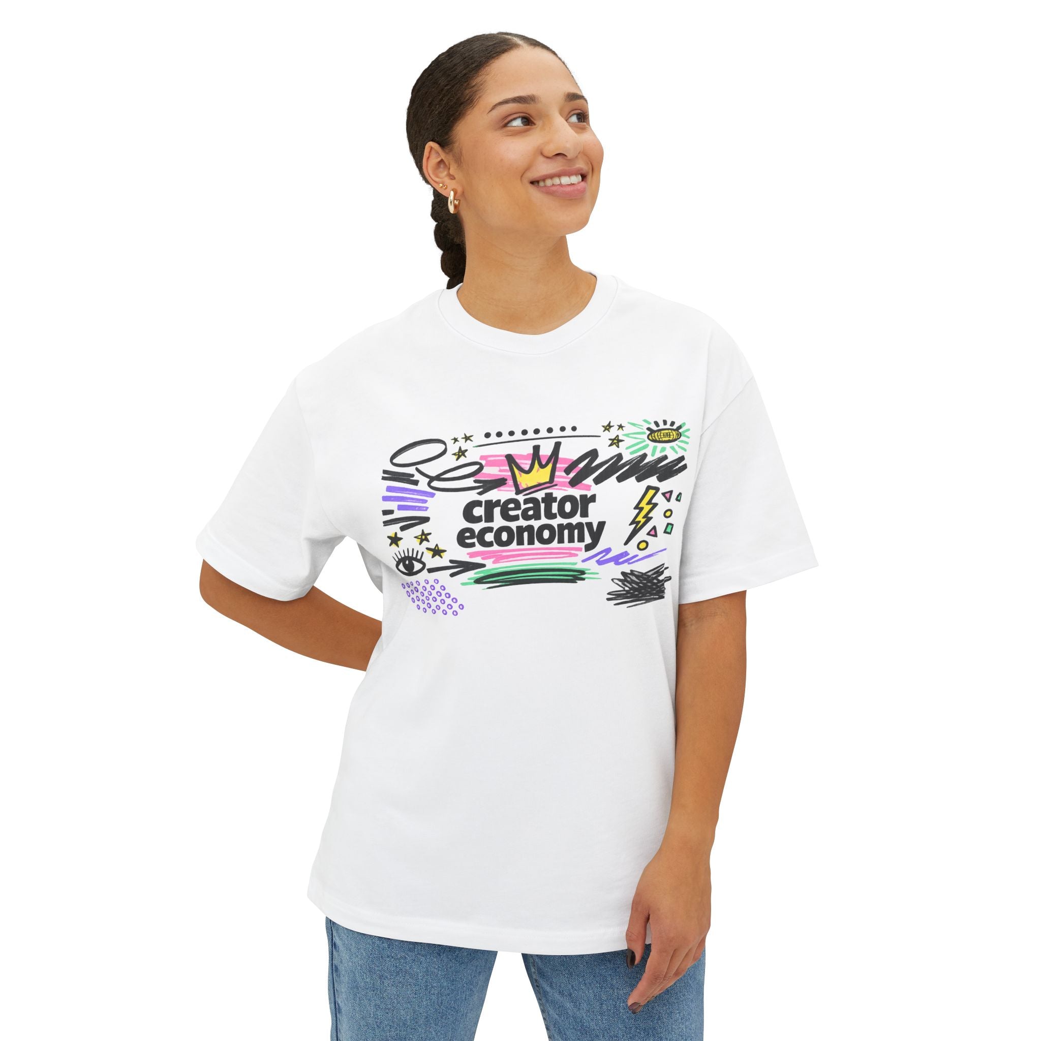 Creator Economy Marker Art Tee — Oversized Boxy T-Shirt