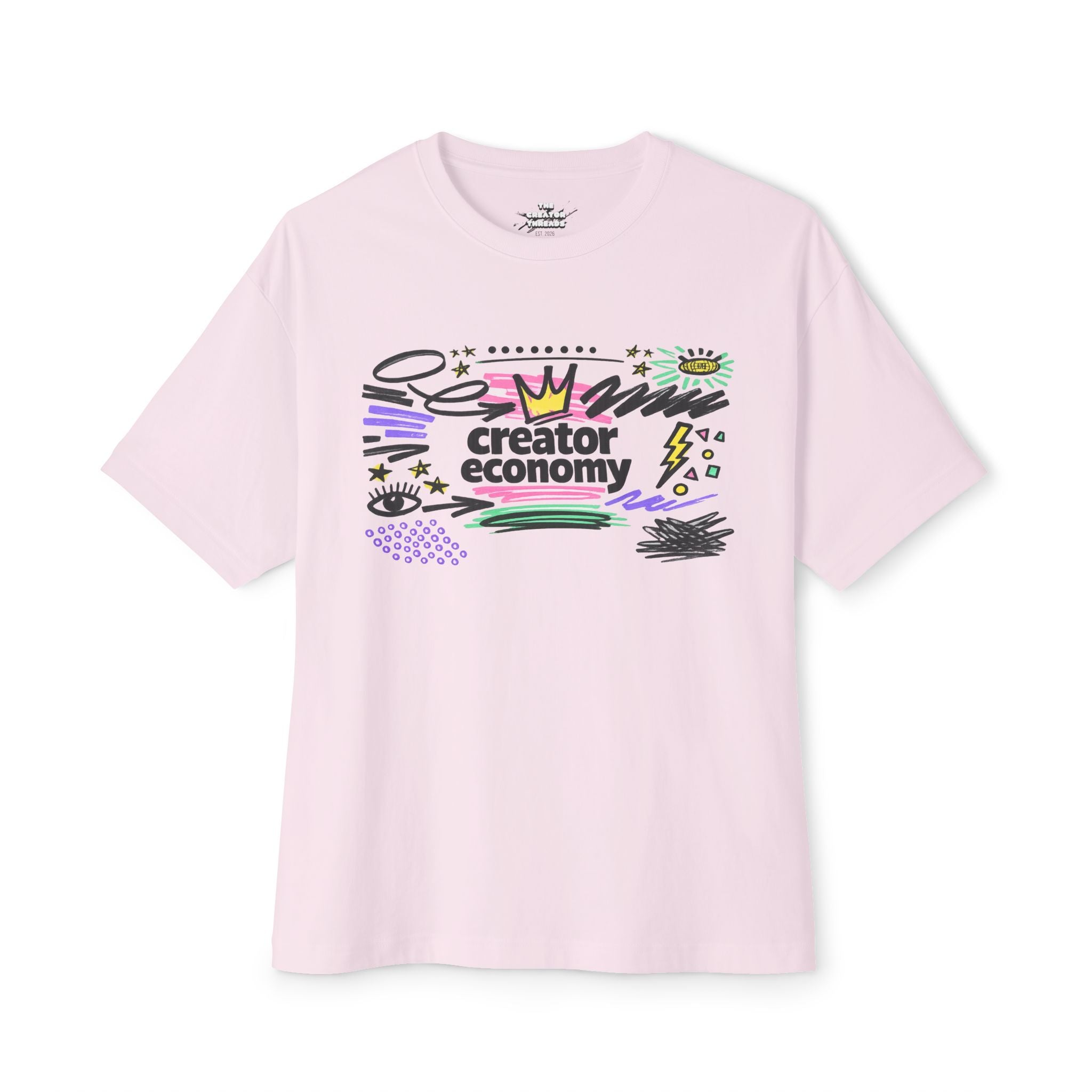 Creator Economy Marker Art Tee — Oversized Boxy T-Shirt