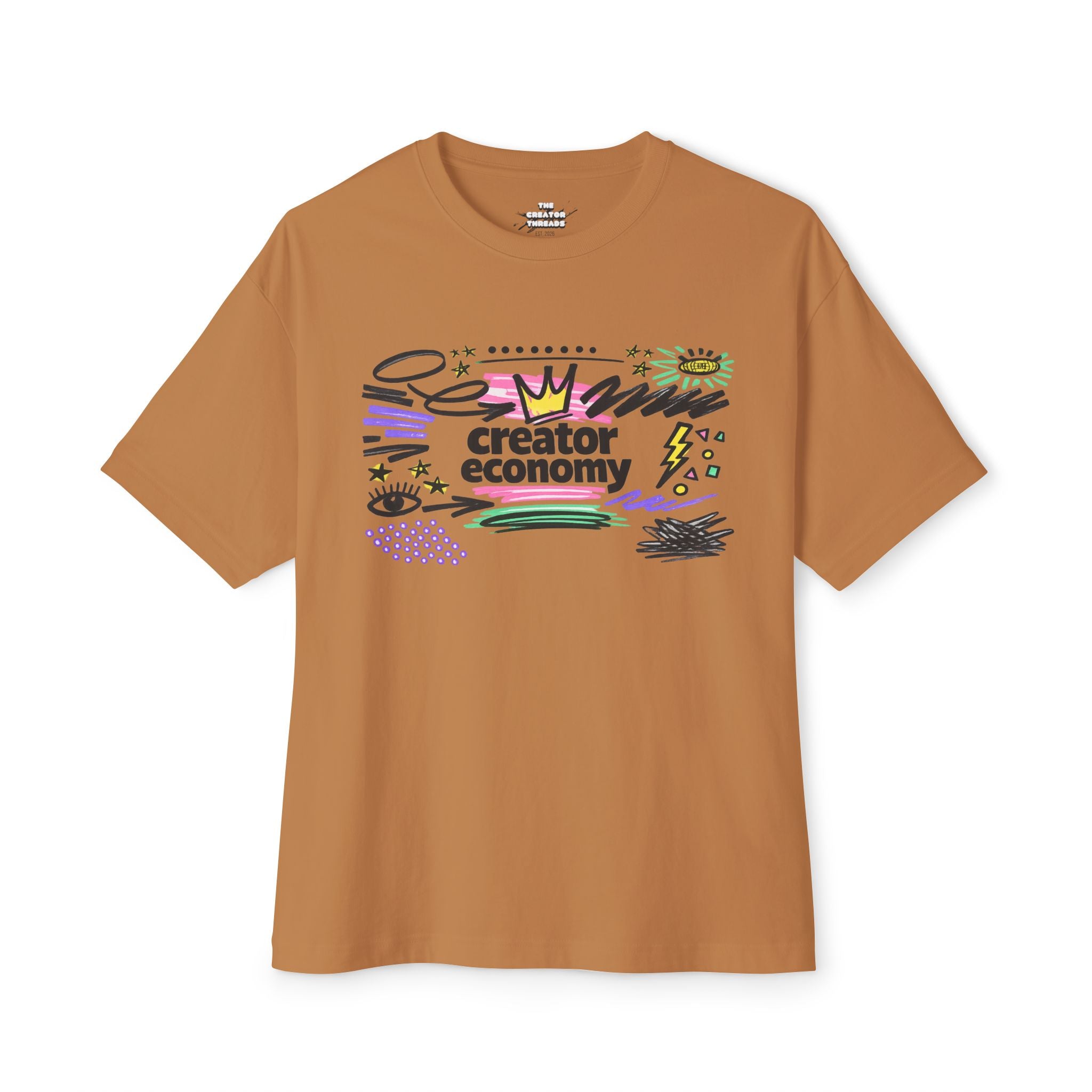 Creator Economy Marker Art Tee — Oversized Boxy T-Shirt