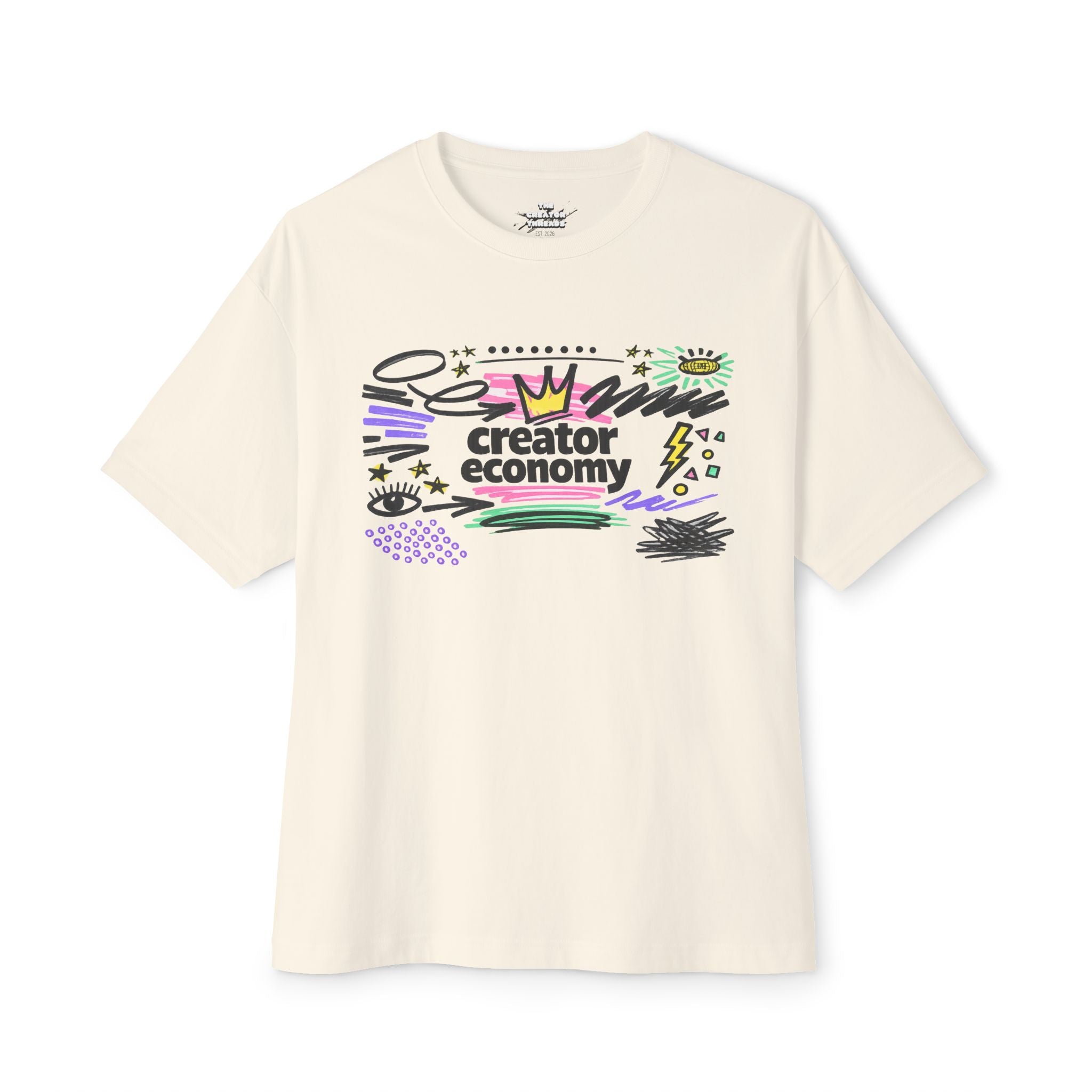 Creator Economy Marker Art Tee — Oversized Boxy T-Shirt