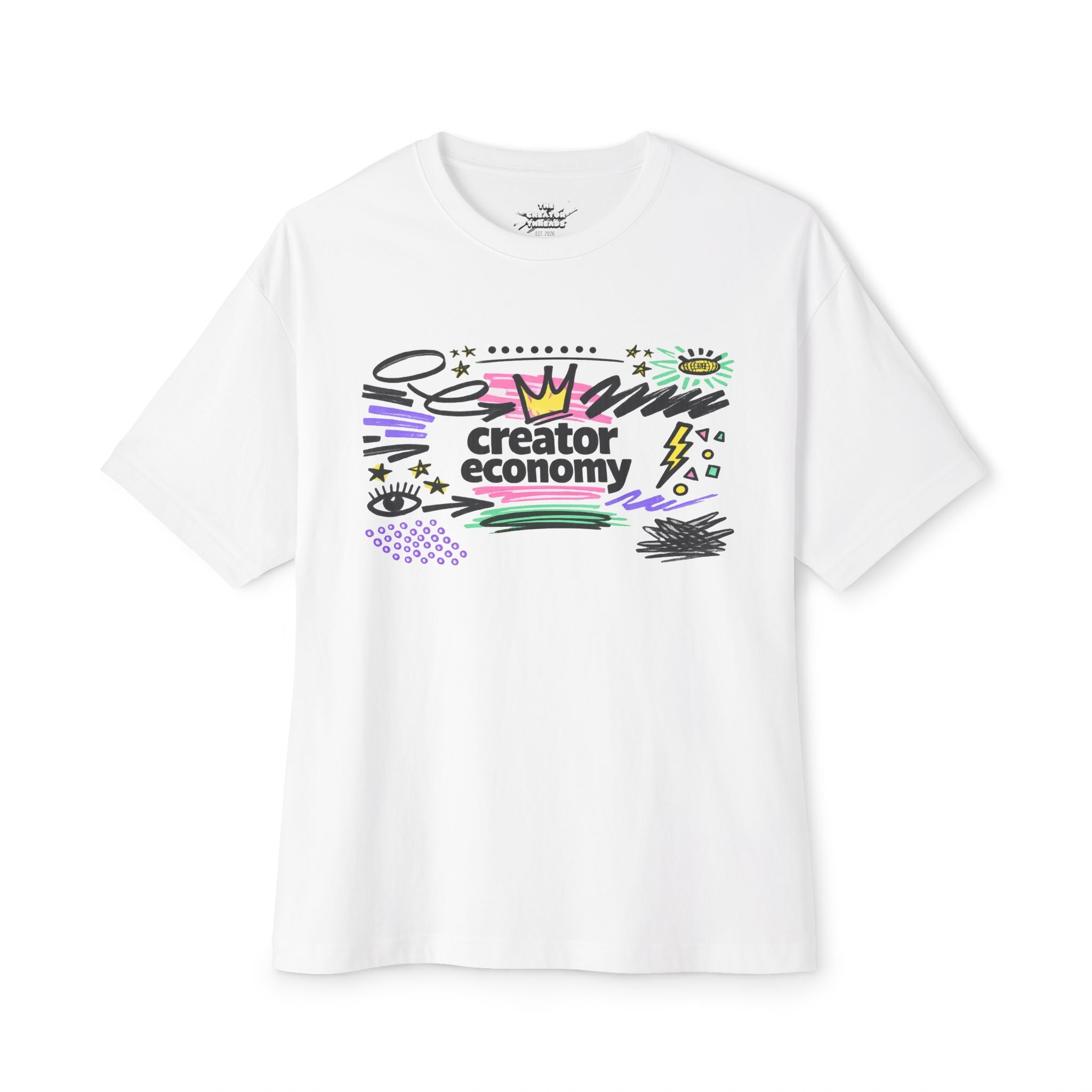 Creator Economy Marker Art Tee — Oversized Boxy T-Shirt
