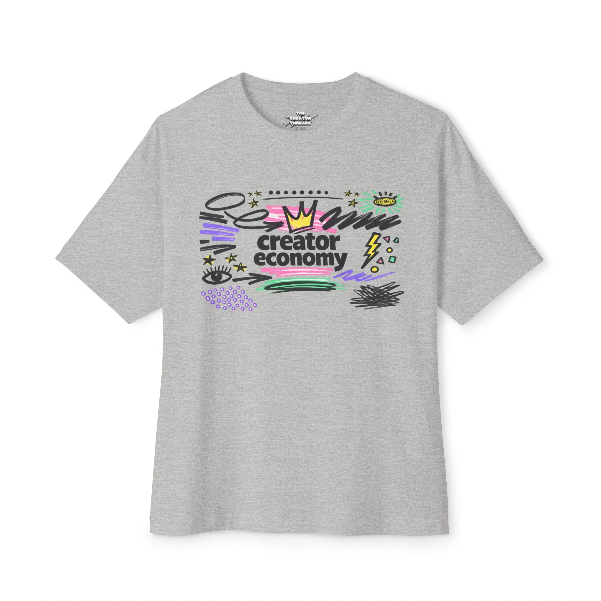 Creator Economy Marker Art Tee — Oversized Boxy T-Shirt